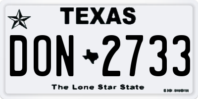 TX license plate DON2733