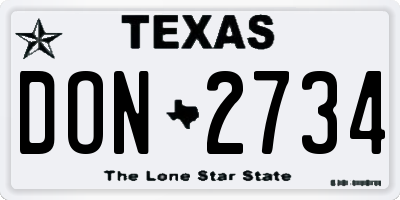 TX license plate DON2734
