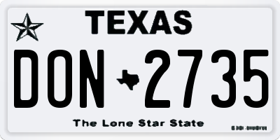 TX license plate DON2735