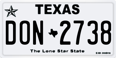 TX license plate DON2738