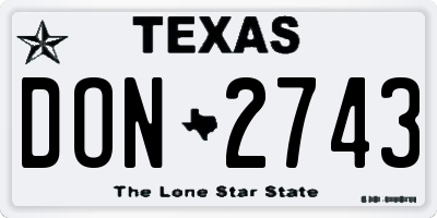 TX license plate DON2743