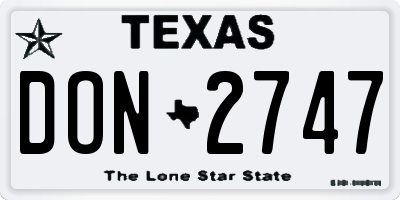 TX license plate DON2747
