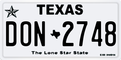 TX license plate DON2748