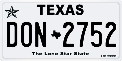 TX license plate DON2752