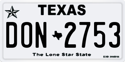TX license plate DON2753