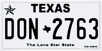 TX license plate DON2763
