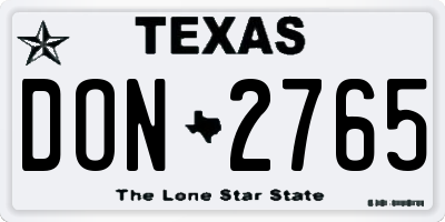 TX license plate DON2765