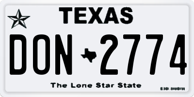 TX license plate DON2774