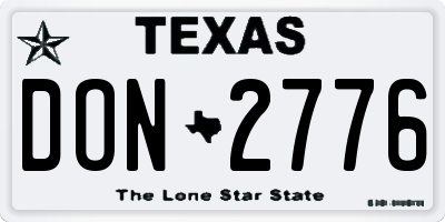 TX license plate DON2776