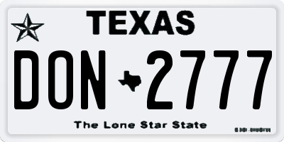 TX license plate DON2777