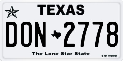 TX license plate DON2778