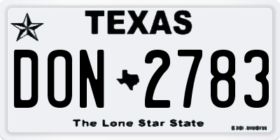 TX license plate DON2783