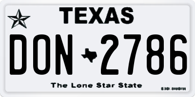 TX license plate DON2786