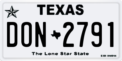 TX license plate DON2791