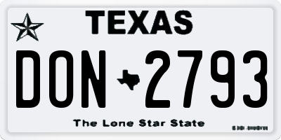 TX license plate DON2793