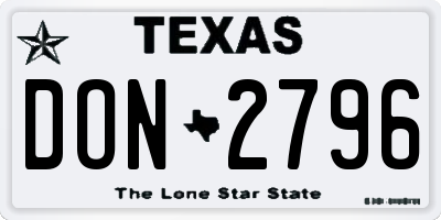 TX license plate DON2796