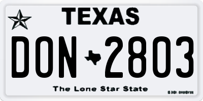 TX license plate DON2803
