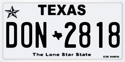TX license plate DON2818