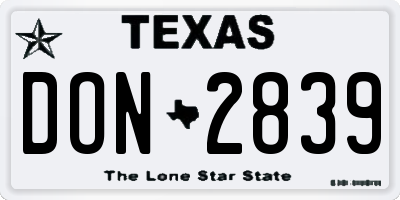 TX license plate DON2839