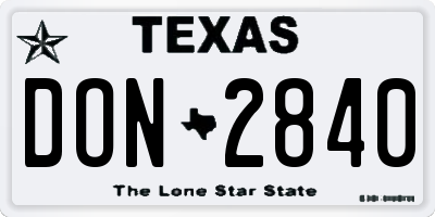 TX license plate DON2840
