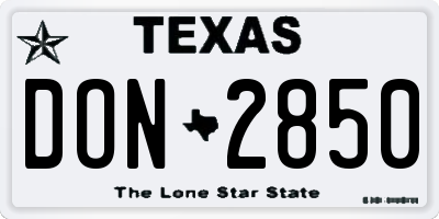TX license plate DON2850