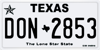 TX license plate DON2853