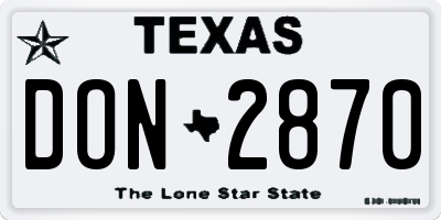 TX license plate DON2870