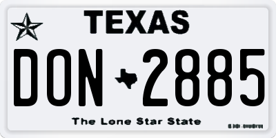TX license plate DON2885