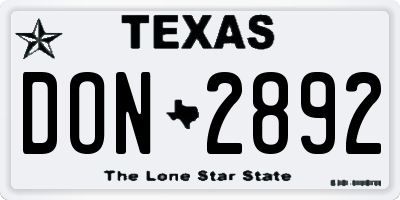 TX license plate DON2892