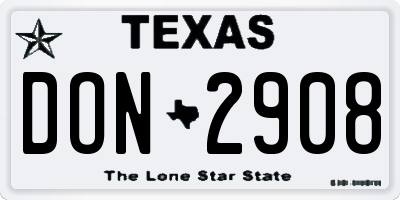 TX license plate DON2908