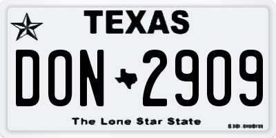 TX license plate DON2909
