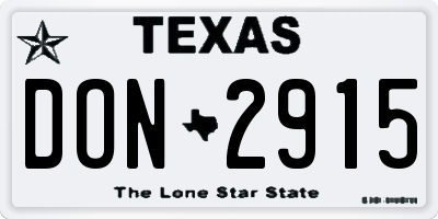 TX license plate DON2915