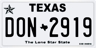 TX license plate DON2919