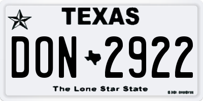 TX license plate DON2922
