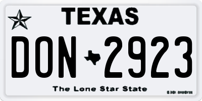 TX license plate DON2923