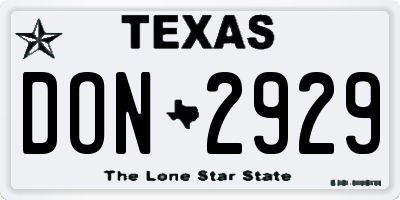TX license plate DON2929