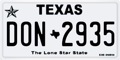 TX license plate DON2935