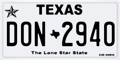 TX license plate DON2940