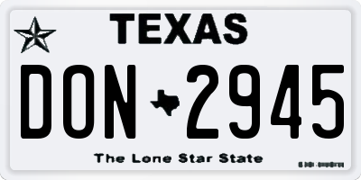 TX license plate DON2945