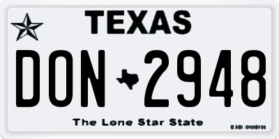 TX license plate DON2948