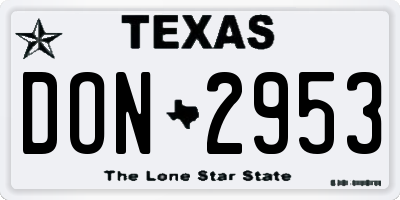 TX license plate DON2953