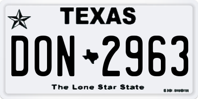 TX license plate DON2963