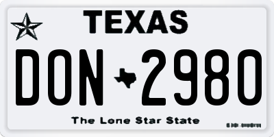 TX license plate DON2980
