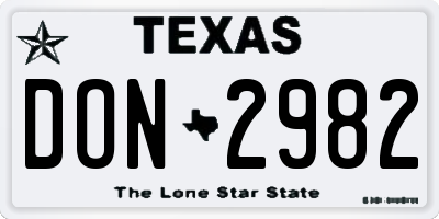 TX license plate DON2982