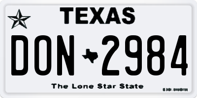 TX license plate DON2984