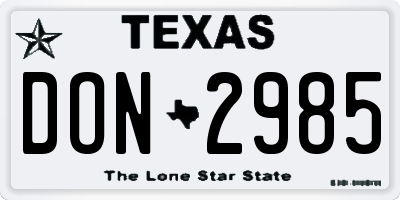 TX license plate DON2985