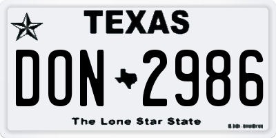TX license plate DON2986