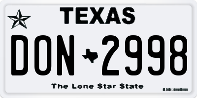 TX license plate DON2998
