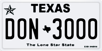 TX license plate DON3000