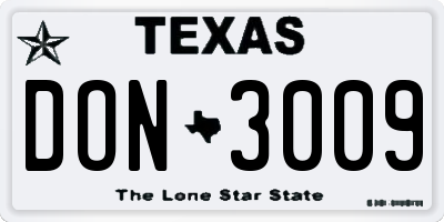 TX license plate DON3009